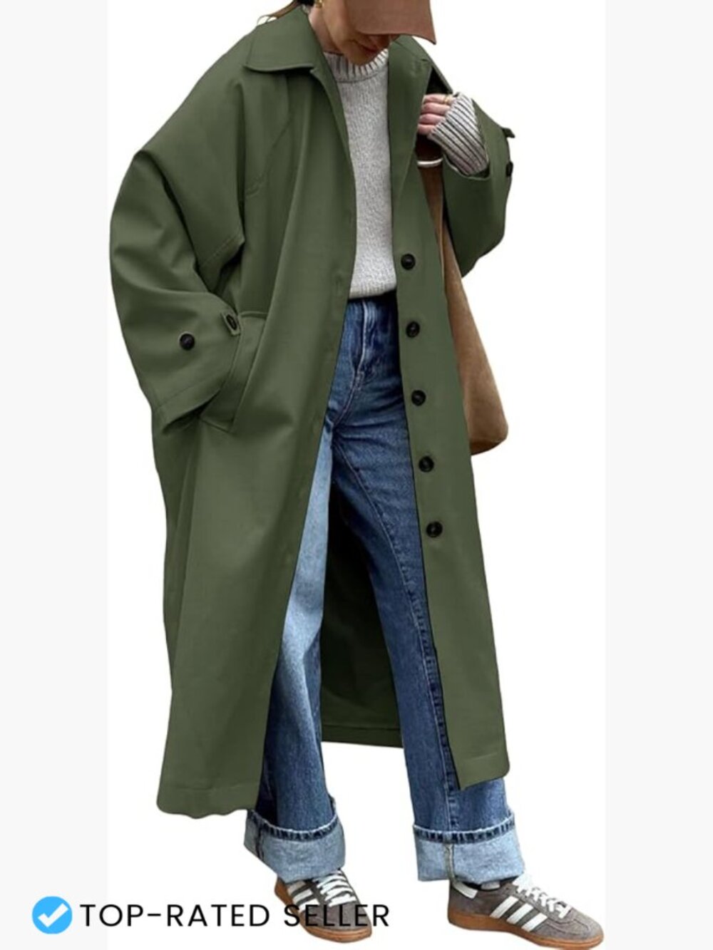 Classic Trench Coat Single Breasted Oversized Windproof Lapel Fall Minimal Chic